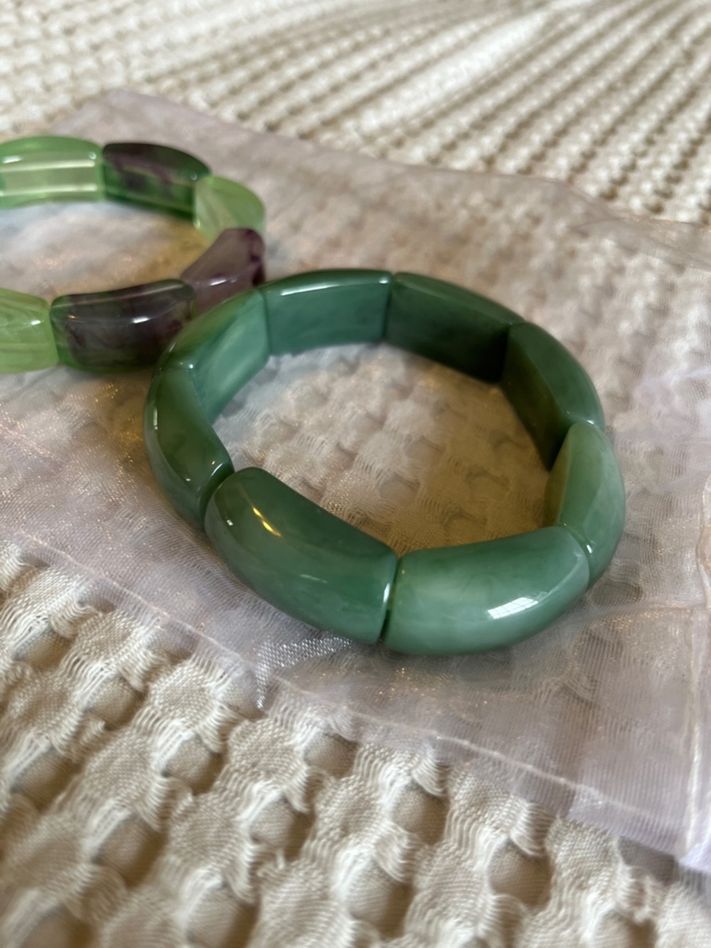Anthropologie Green Resin Stretch Bracelets - Picture 3 of 3